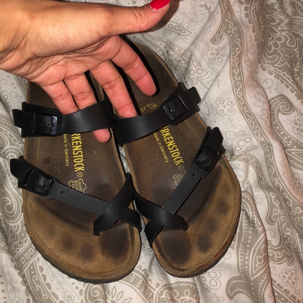 Black leather Birkenstock’s